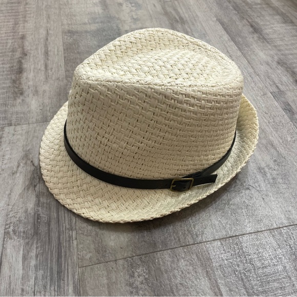 Cream Paper Straw Fedora Hat - Picture 1 of 6